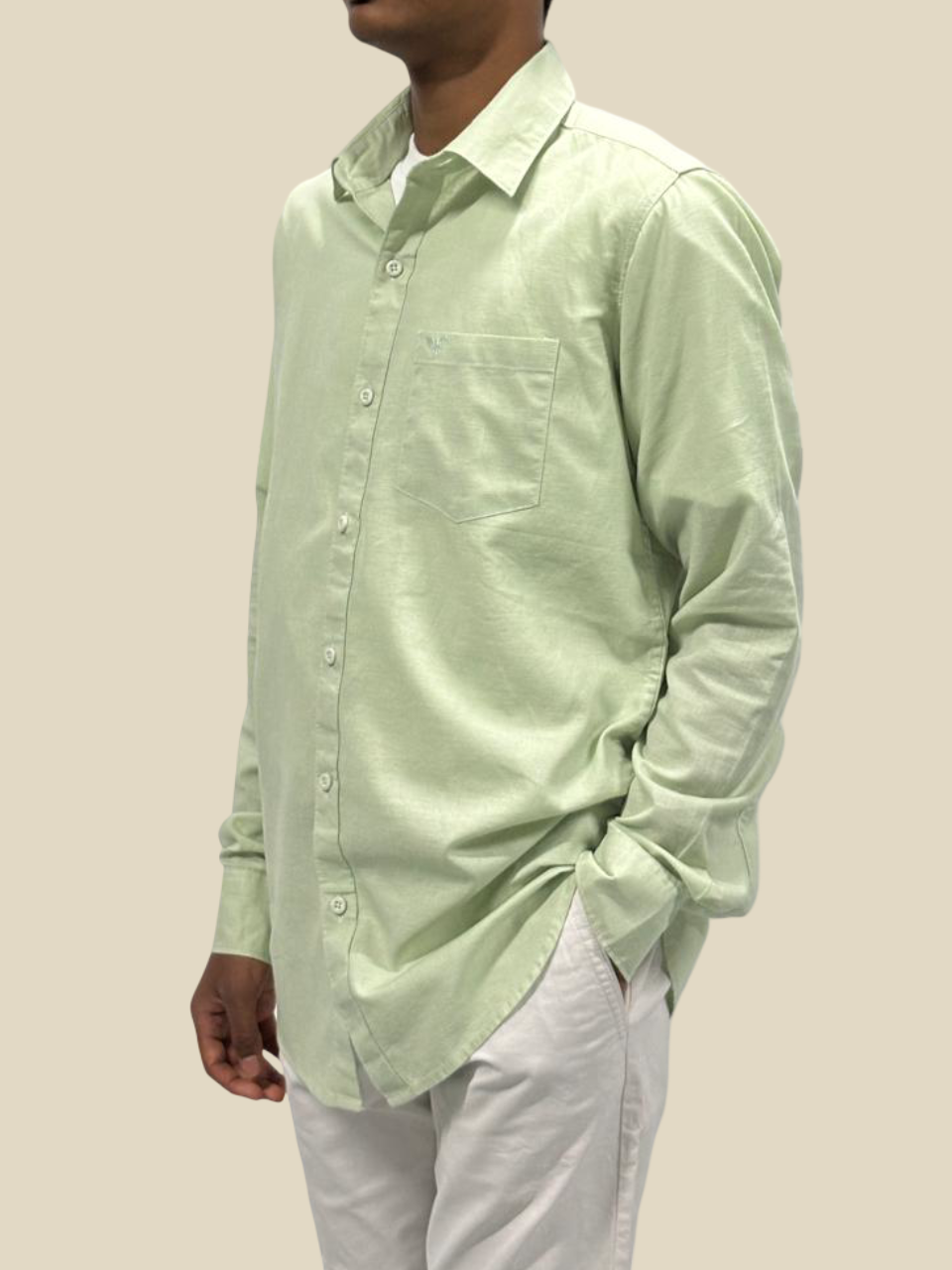 Everyday Elegance Men's Cotton Shirt - Pistachio