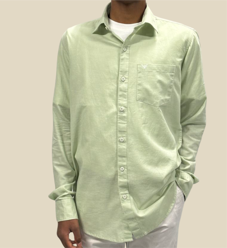 Everyday Elegance Men's Cotton Shirt - Pistachio