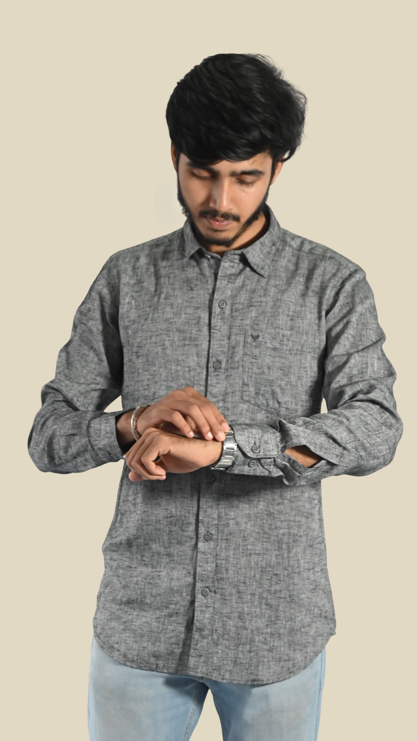 Charcoal Mist Cotton Linen Shirt
