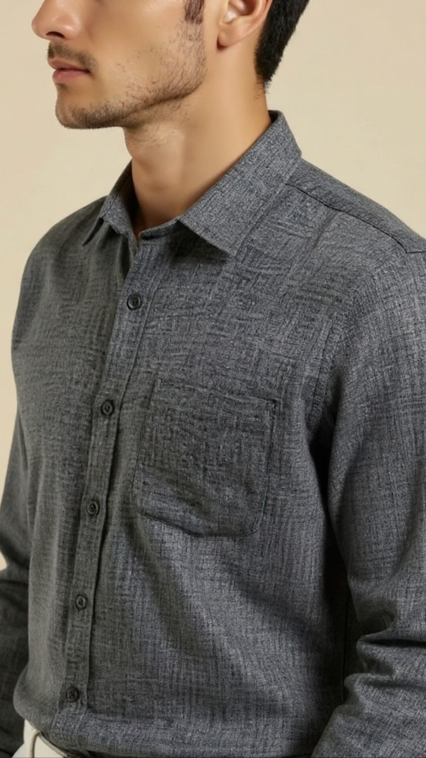 Charcoal Mist Cotton Linen Shirt