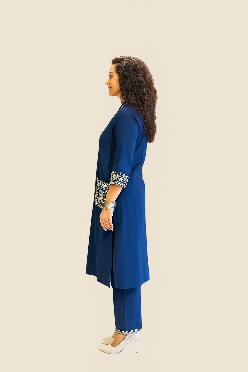 | NTYM | ROYAL BLUE COTTON KURTA SET with Embroidery