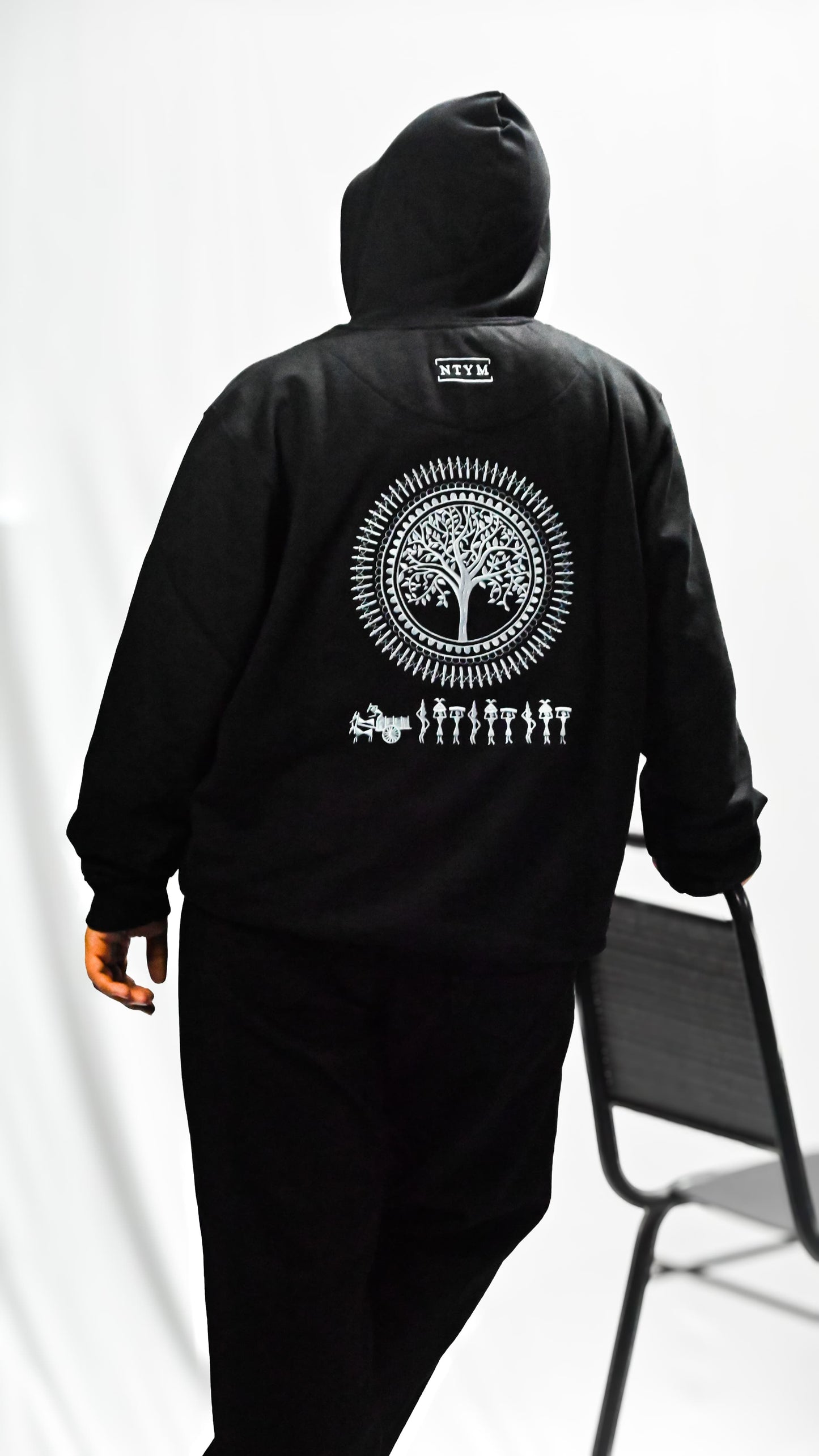 | NTYM | BLACK HOODIE with Warli Embroidery | Unisex |