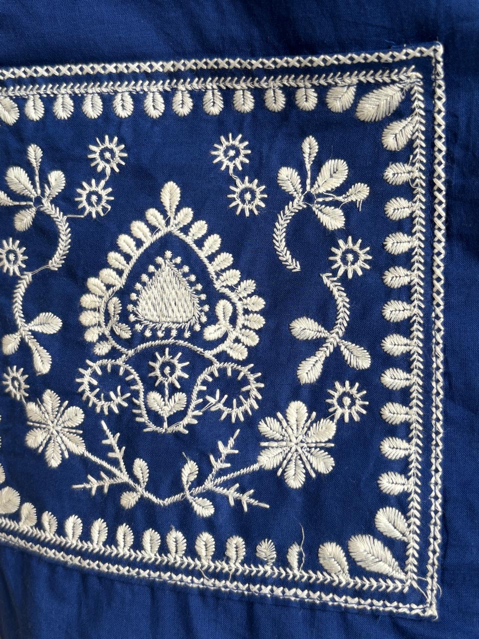 | NTYM | ROYAL BLUE COTTON KURTA SET with Embroidery
