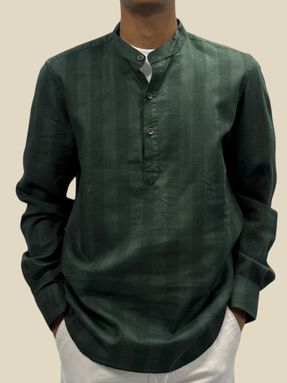 Versatile Cotton Kurta Shirt - Olive
