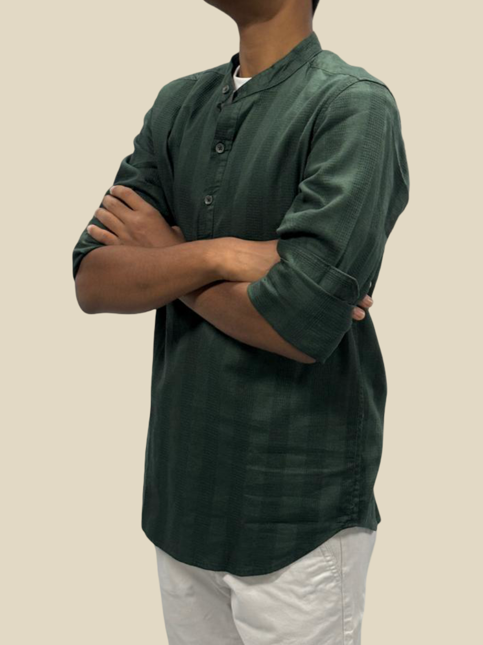 Versatile Cotton Kurta Shirt - Olive