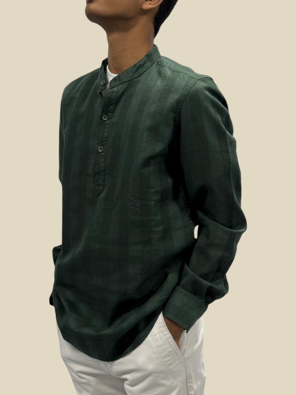 Versatile Cotton Kurta Shirt - Olive