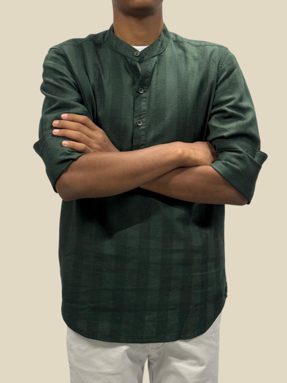 Versatile Cotton Kurta Shirt - Olive