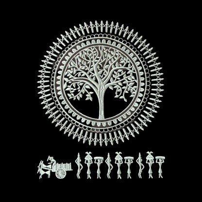 Black Hoodie with Warli Embroidery | Unisex Cotton Fleece | NTYM