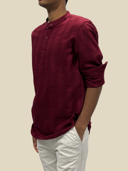 Versatile Cotton Kurta Shirt - Maroon