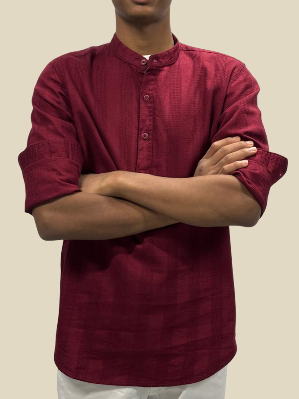 Versatile Cotton Kurta Shirt - Maroon