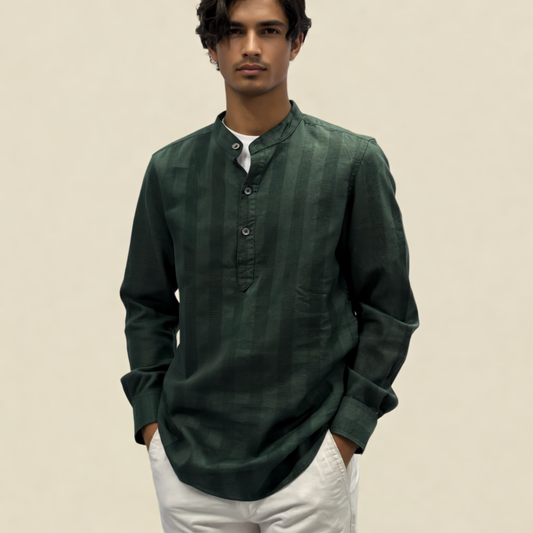 Versatile Cotton Kurta Shirt  - Olive