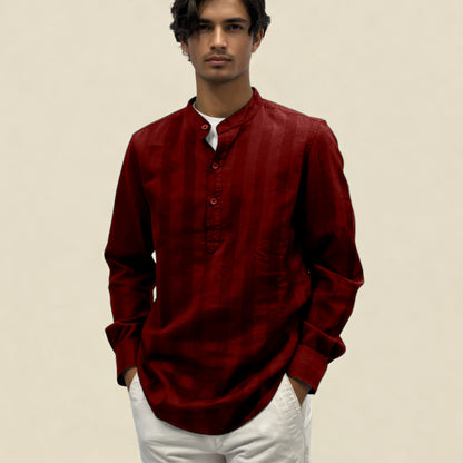 Versatile Cotton Kurta Shirt - Maroon