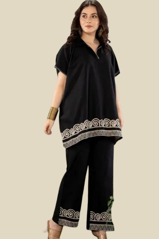 | NTYM | Midnight Muse Embroidered Cotton Co-Ord Set