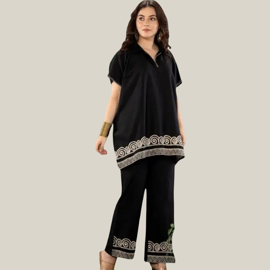 | NTYM | Midnight Muse Embroidered Cotton Co-Ord Set