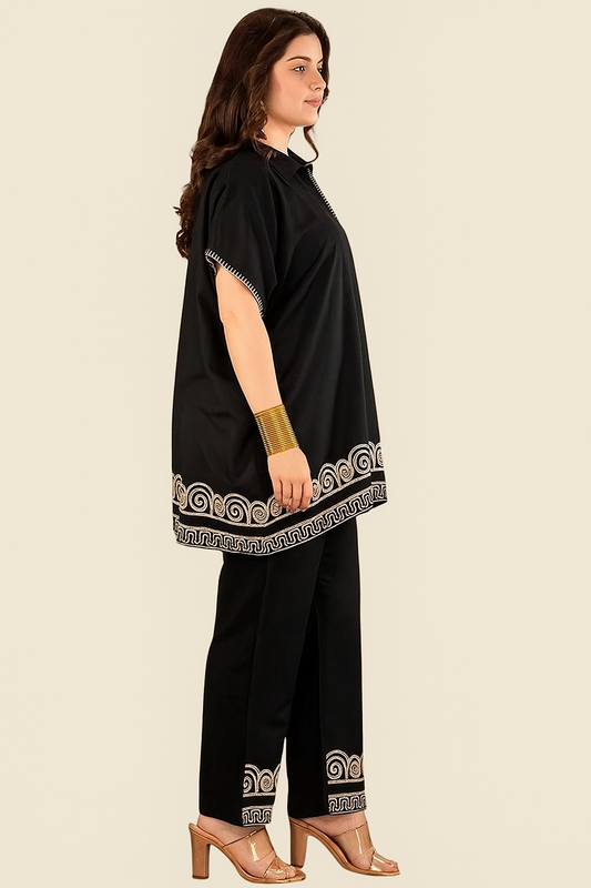 | NTYM | Midnight Muse Embroidered Cotton Co-Ord Set