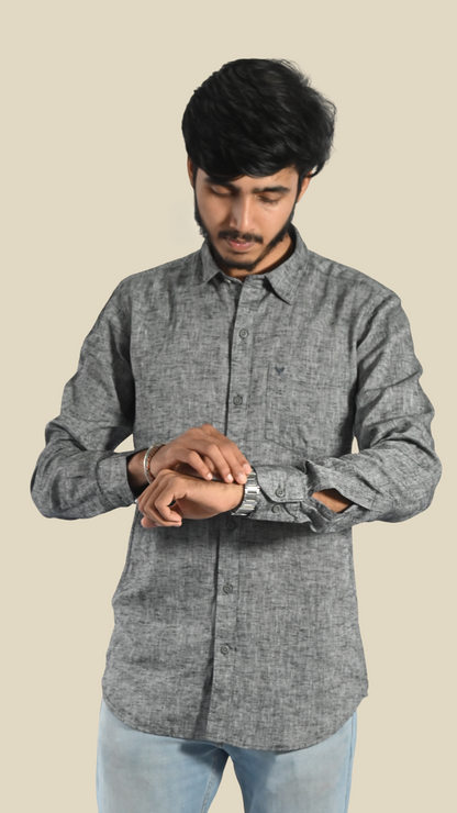 Charcoal Mist Cotton Linen Shirt