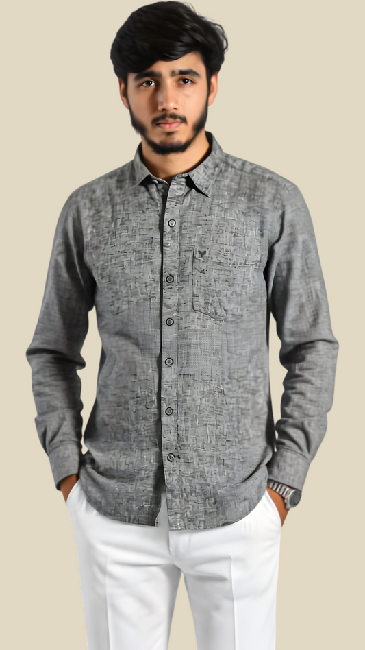 Charcoal Mist Cotton Linen Shirt