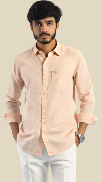 Coral Mist Cotton Linen Shirt