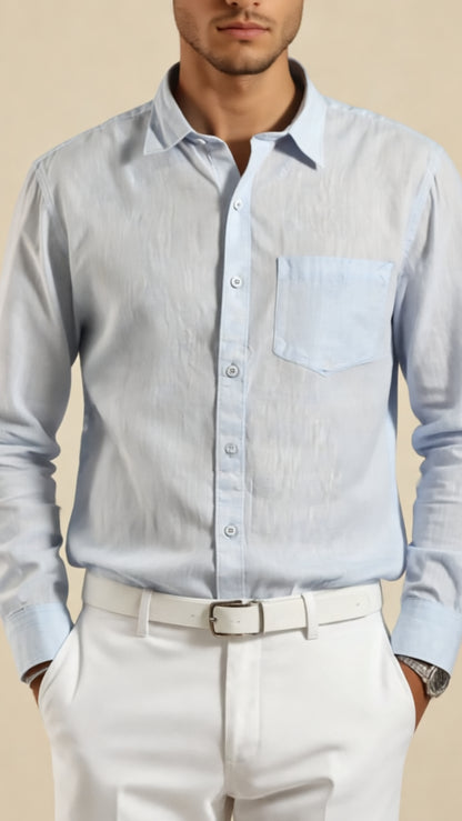 Ocean Mist Cotton Linen Shirt