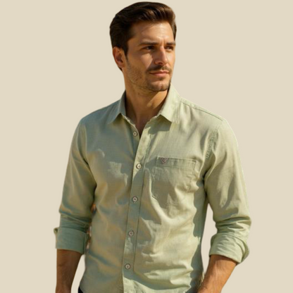 Everyday Elegance Men's Cotton Shirt - Pistachio