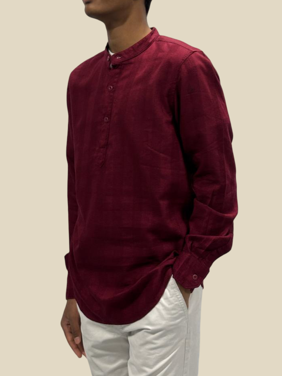 Versatile Cotton Kurta Shirt - Maroon