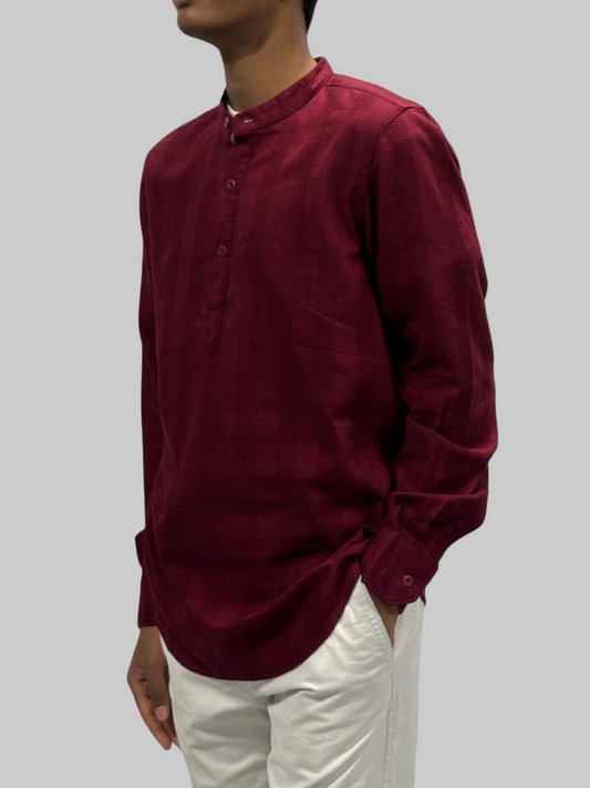 Versatile Cotton Kurta Shirt - Maroon