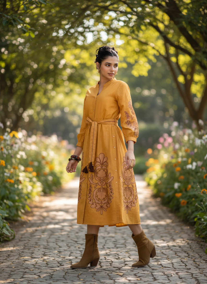 | NTYM | Mustard COTTON DRESS