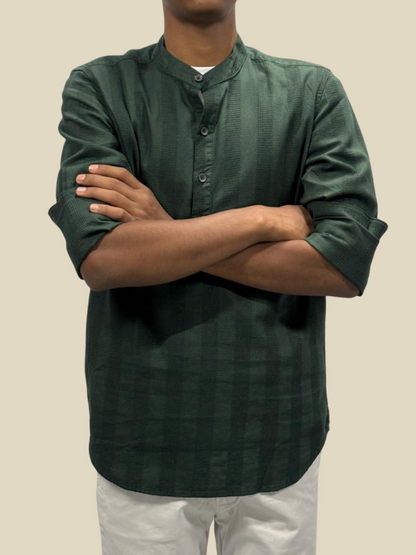Versatile Cotton Kurta Shirt  - Olive