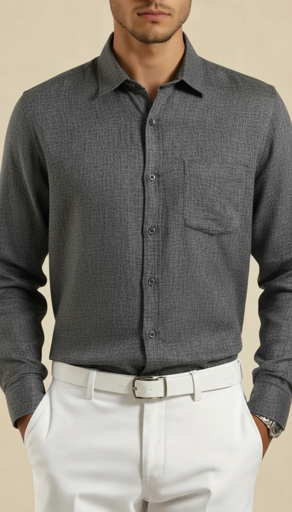 Charcoal Mist Cotton Linen Shirt