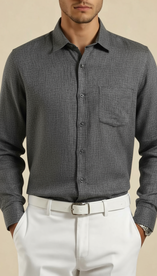 Charcoal Mist Cotton Linen Shirt