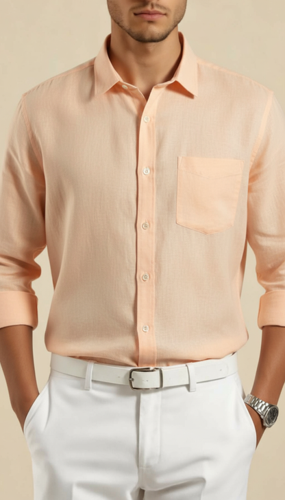 Coral Mist Cotton Linen Shirt