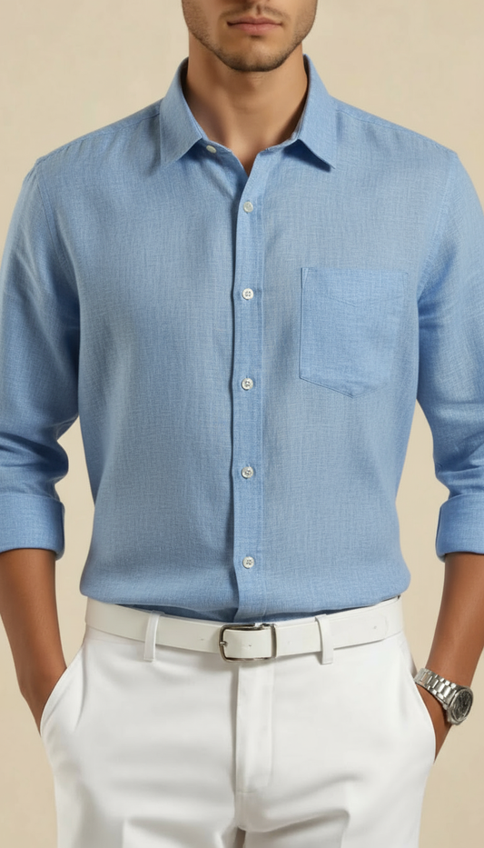 Skyline Mist Cotton Linen Shirt