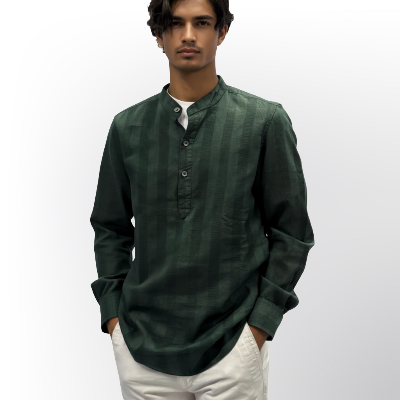 Versatile Cotton Kurta Shirt  - Olive