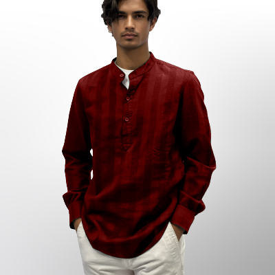 Versatile Cotton Kurta Shirt - Maroon